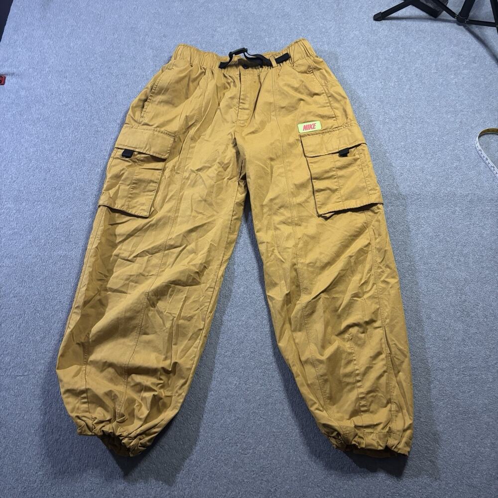 Nike Quest Woven Cargo Pants Wheat Gold Small Belted Tapered CI6590-790